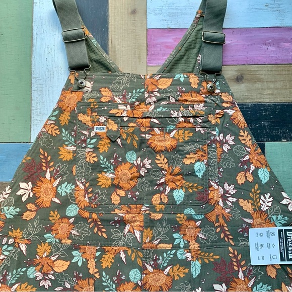 NWT Duluth 2X x31”L Heirloom Gardening Lined Bib Overalls Loden Autumn Leaves - Picture 5 of 8